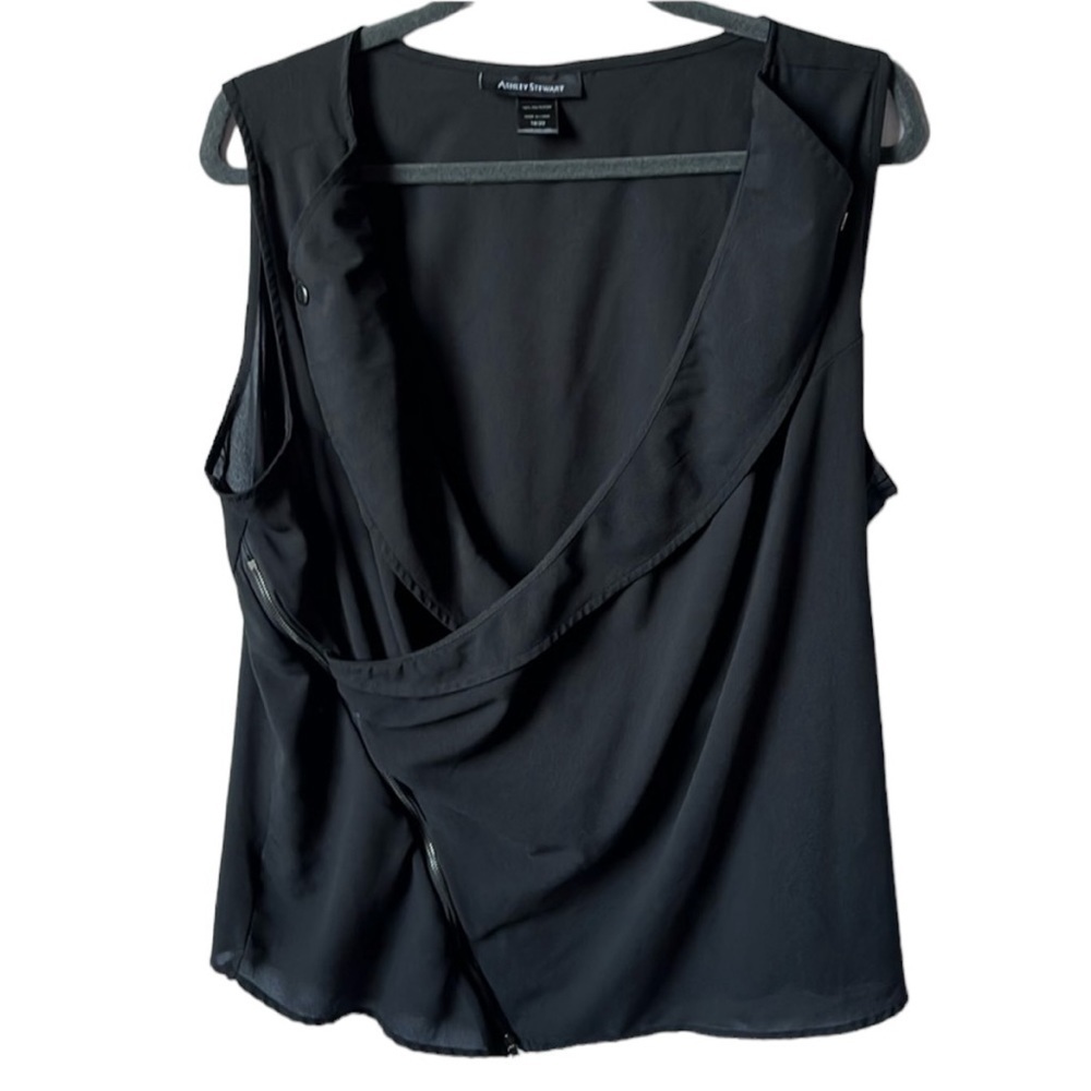 Ashley Stewart Black Sleeveless Wrap Blouse Size 18/20